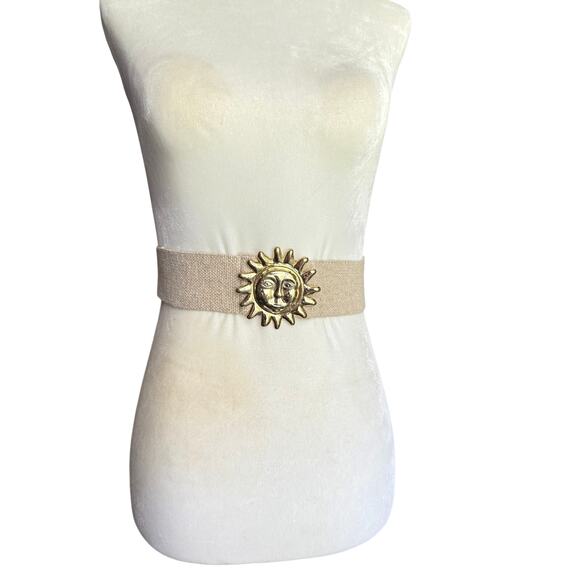 Vintage Gold Tone Sun Belt Stretch Size Small Medium - Picture 1 of 6